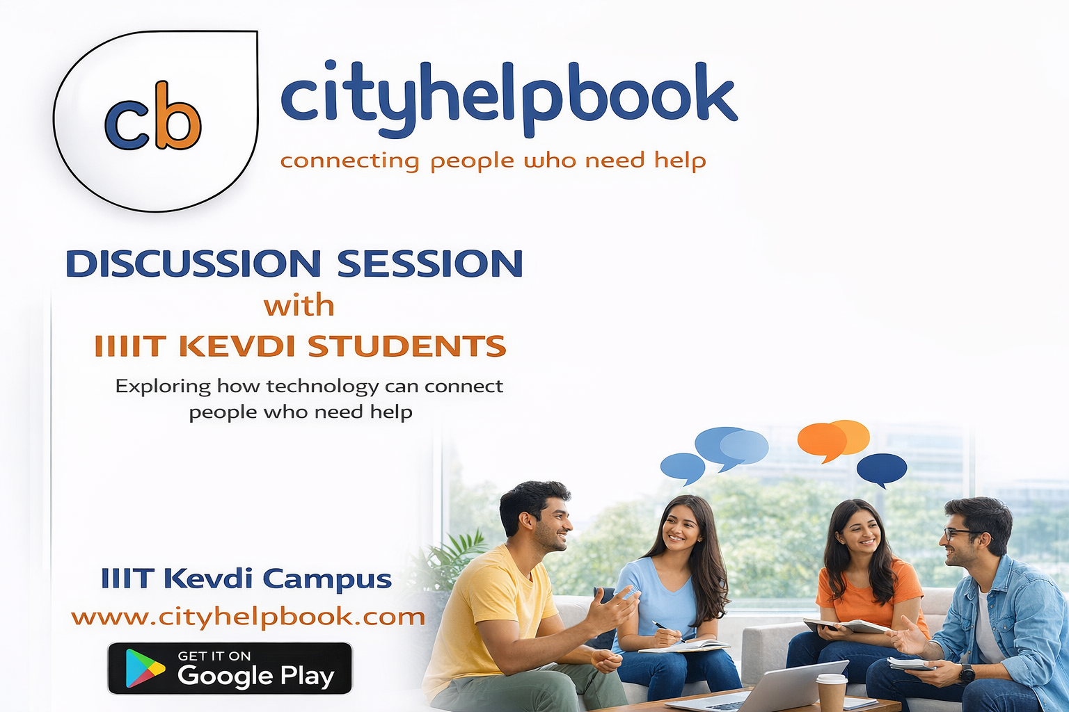 Discussion about cityhelpbook with the students of IIIT- Baroda, Kevdi campus.