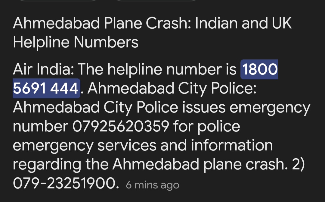 Ahmdabad Plan Crash Helpline Civil Hospital 635737